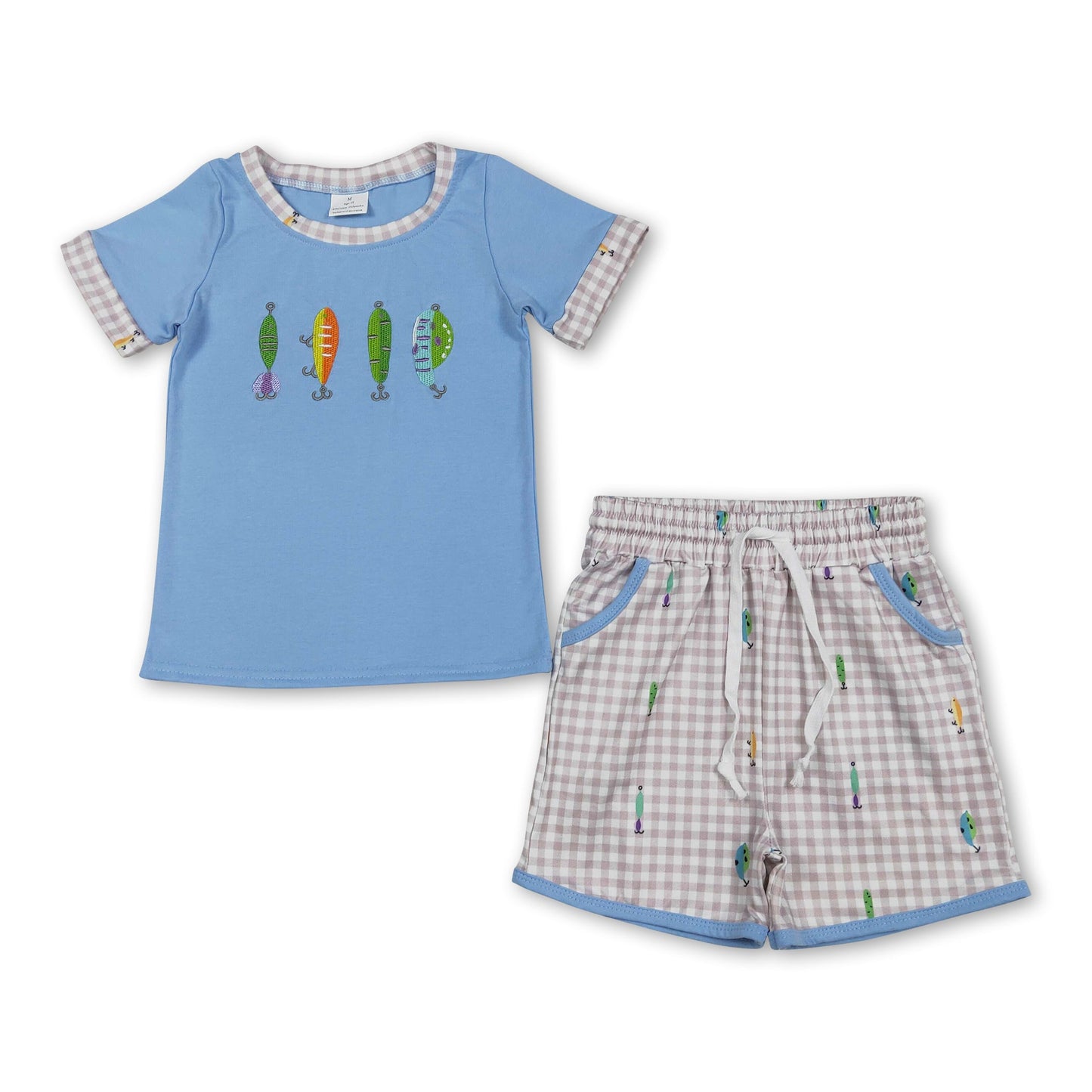 Kurzärmeliges Angel-Oberteil und kurze Hose für Jungen