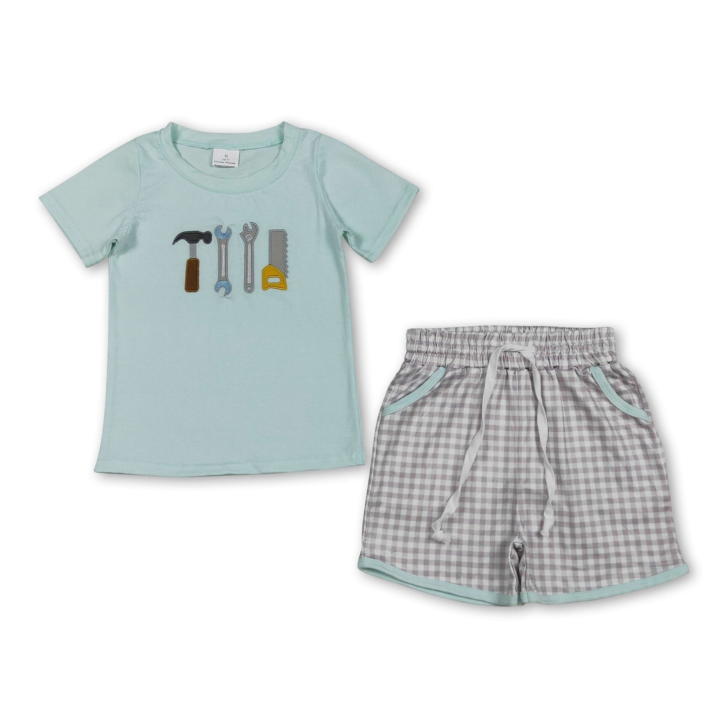 Kurzarm-Werkzeuge-Stickerei-Jungen-Sommeroutfits