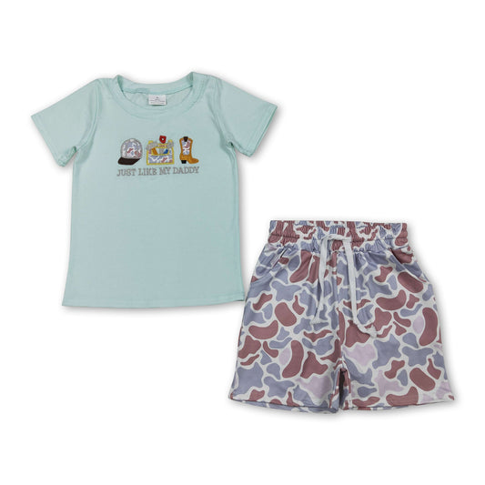 Genau wie mein Papa bestickte Tarnmuster-Kinderjungen-Outfits
