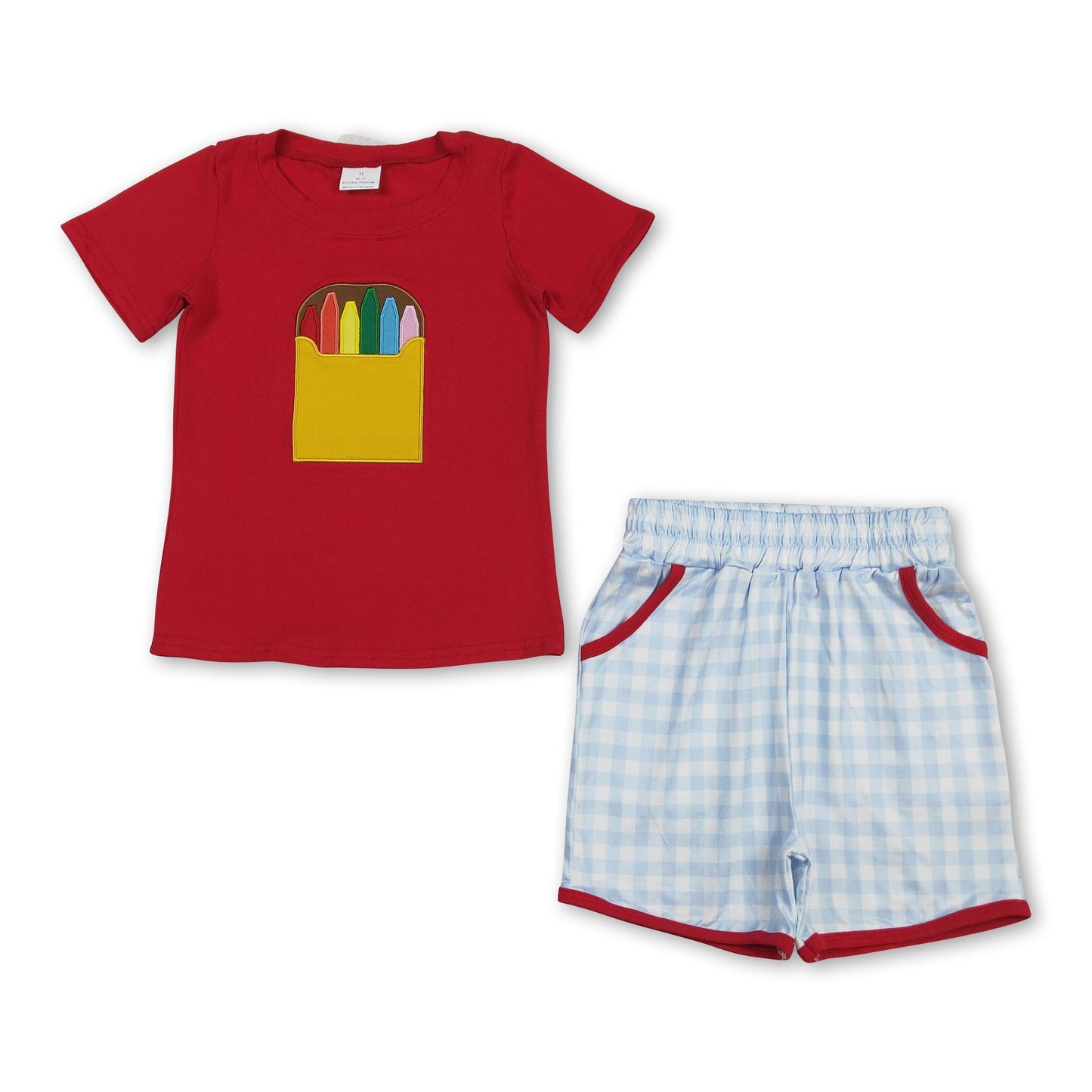 Kreidestickerei-Karo-Jungen-Schulanfänger-Outfits