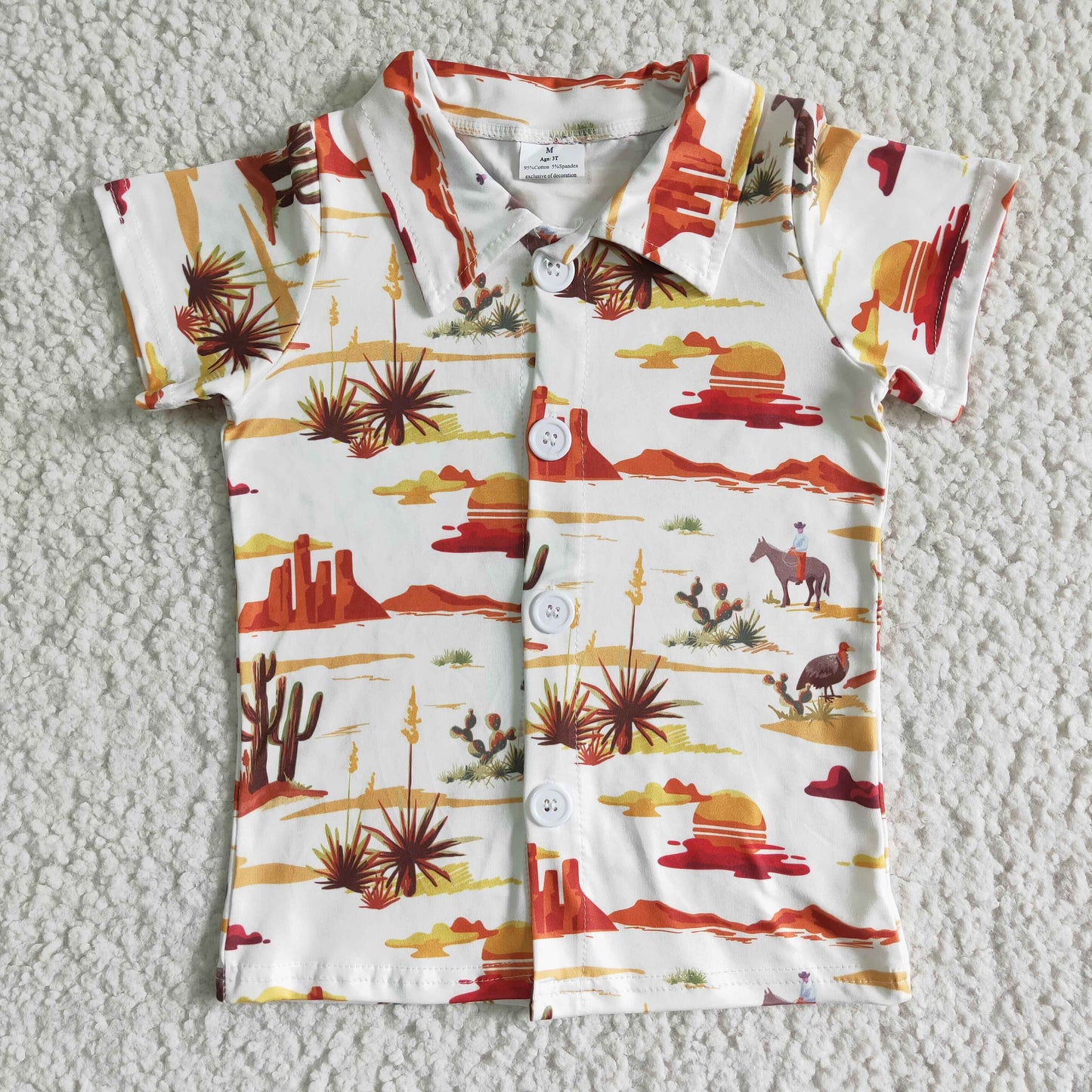 Kurzärmeliges Baby-Poloshirt für Jungen mit Kaktusmuster
