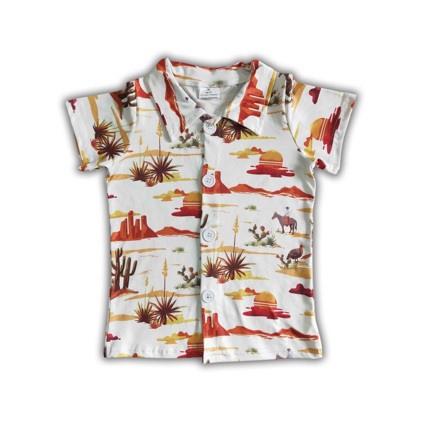 Kurzärmeliges Baby-Poloshirt für Jungen mit Kaktusmuster