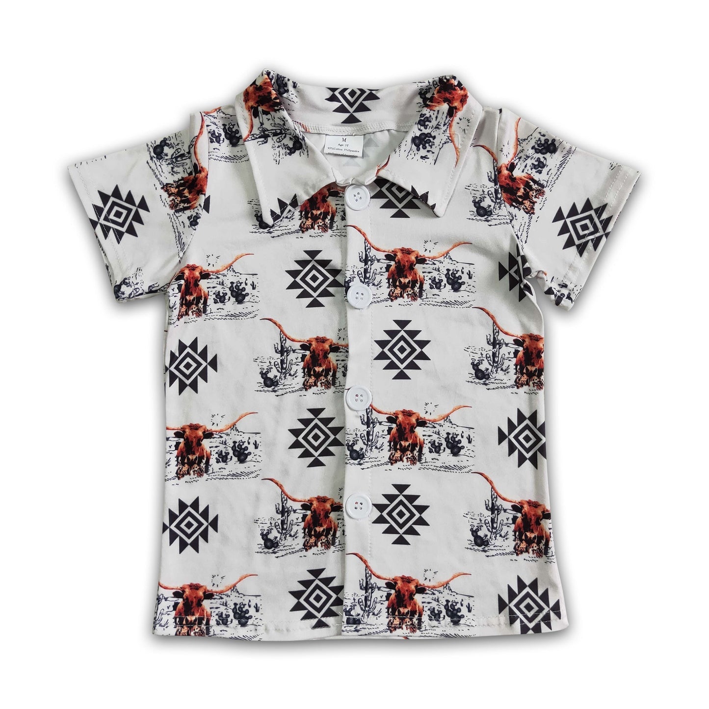 Azteken-Kuh Kurzarm-Kinder-Jungen-Poloshirt