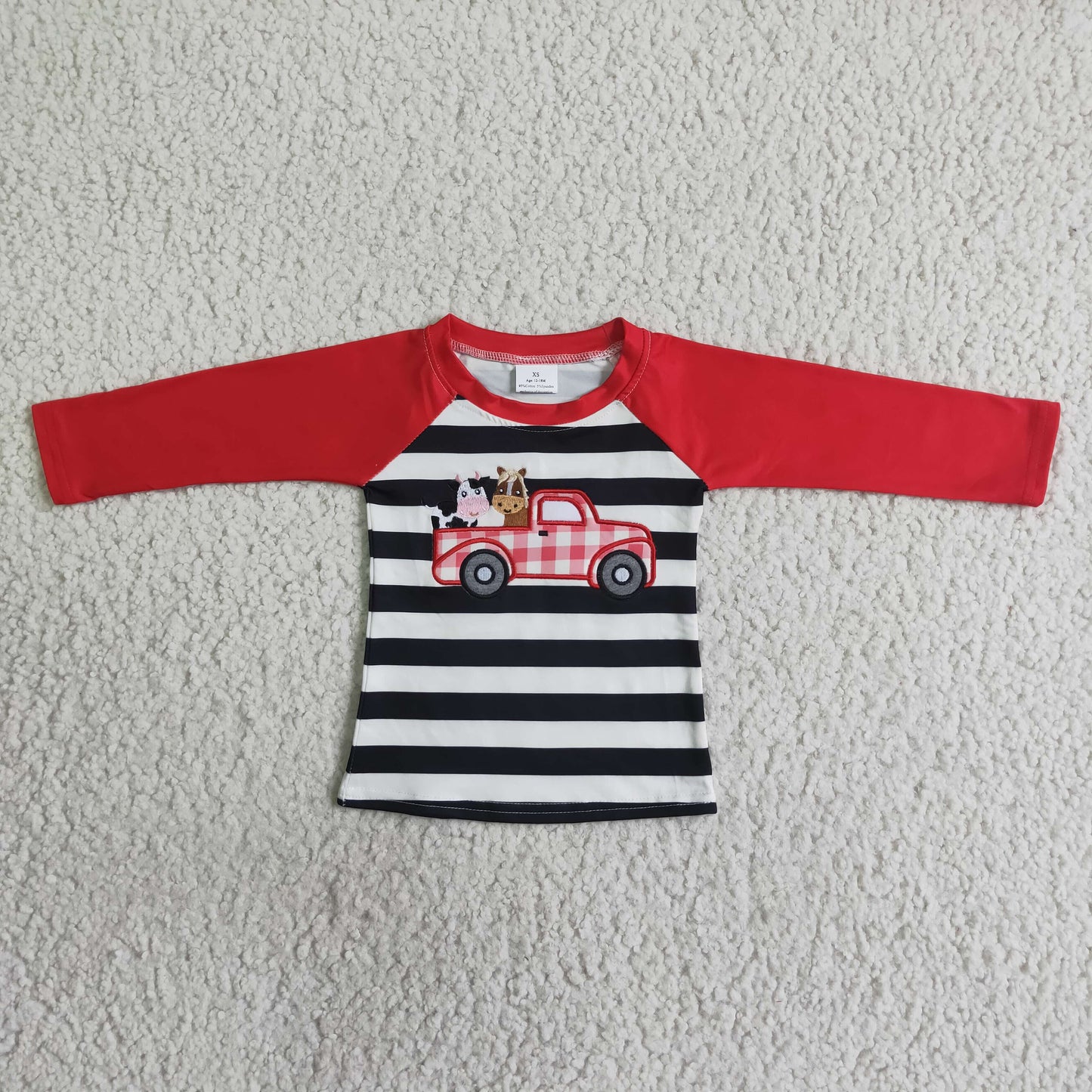 Kuh Traktor Stickerei Langarmshirt für Jungen