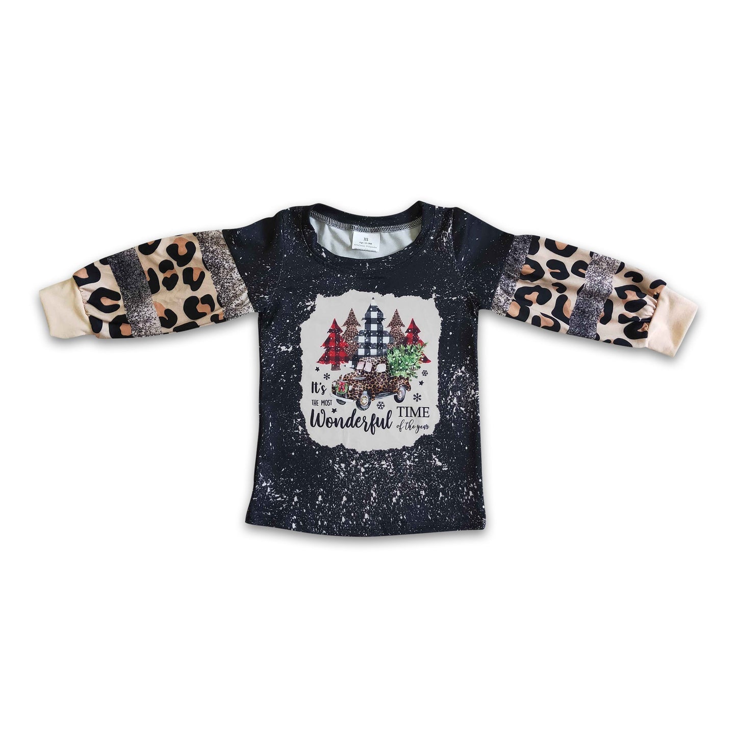 It's the most wonderful time Leoparden-Patchwork-Mädchen-Weihnachtsshirt
