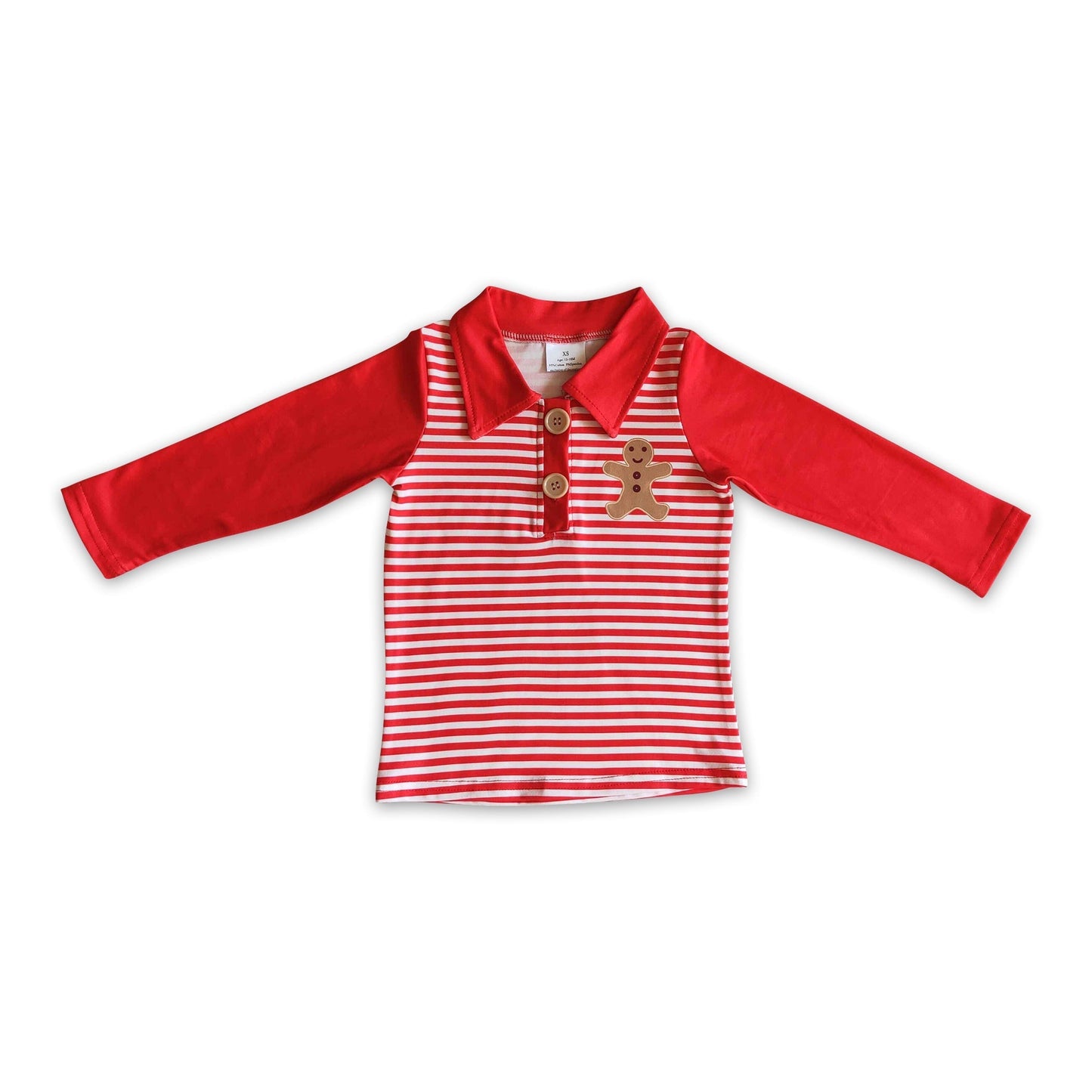 Lebkuchenstreifen Langarm Jungen Weihnachts-Shirt
