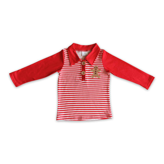 Lebkuchenstreifen Langarm Jungen Weihnachts-Shirt