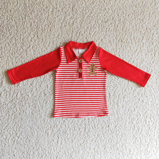 Lebkuchenstreifen Langarm Jungen Weihnachts-Shirt
