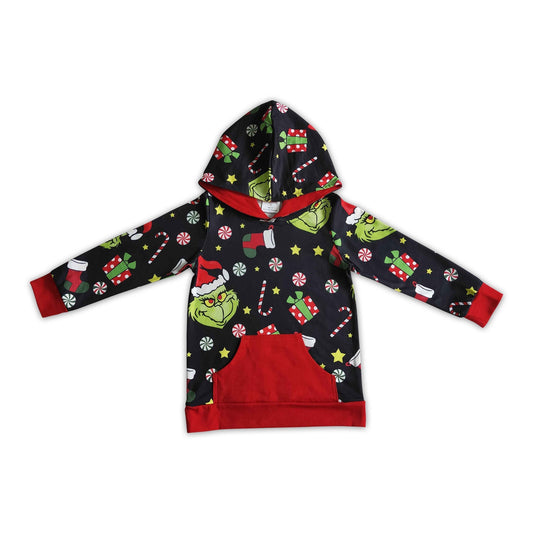 Grüner Zuckerstangen-Geschenke-Kinderweihnachtshoodie