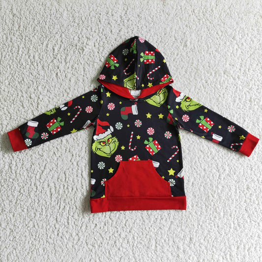 Grüner Zuckerstangen-Geschenke-Kinderweihnachtshoodie