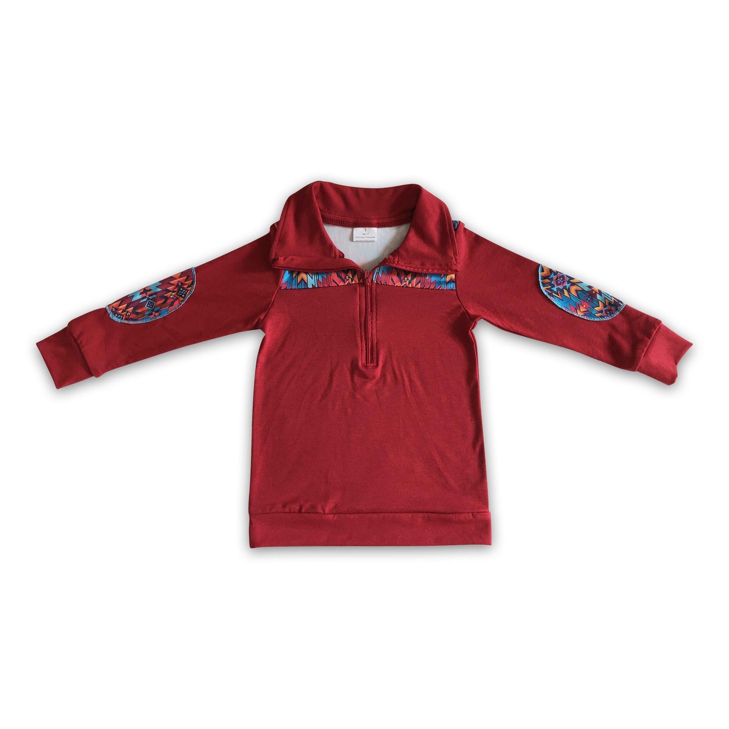 Azteken-Langarmshirt für Kinder, Jungen, Western-Reißverschlusspullover