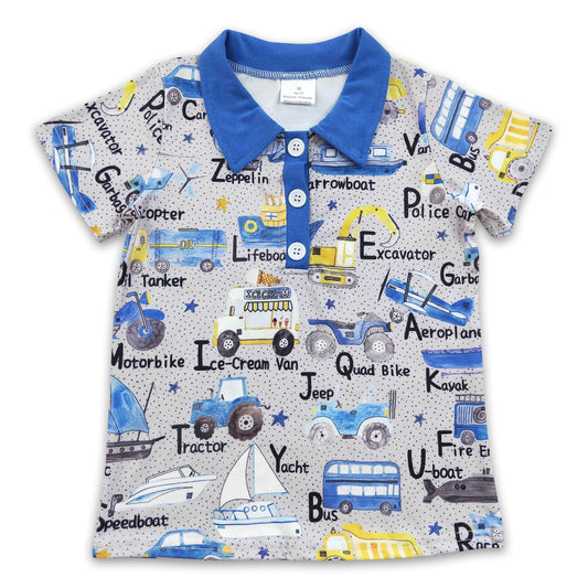 Transport Auto Motorrad Boot Kinder Junge Sommer Poloshirt