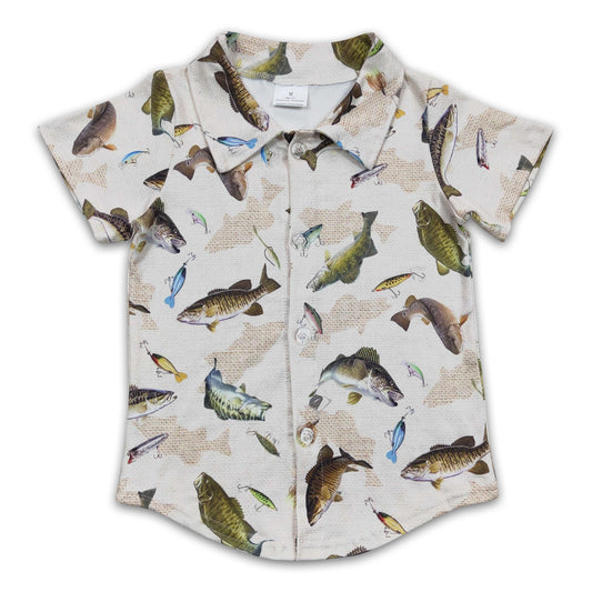 Fisch-Kurzarm-Kinder-Jungen-Button-Up-Hemd