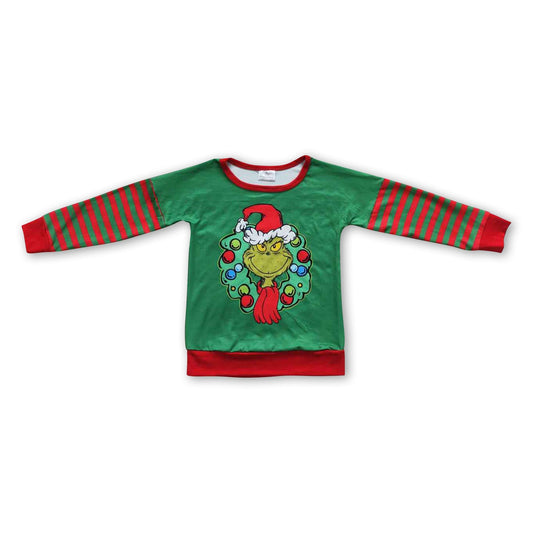 Grünes Langarm-Baby-Kinderweihnachtsshirt
