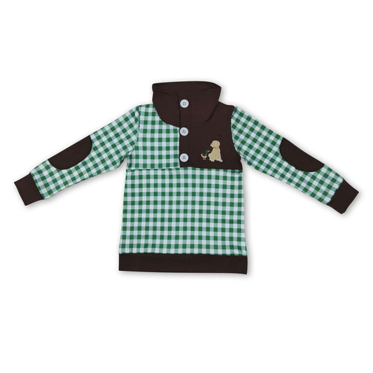 Grüner karierter Enten Hunde Kinder Jungen Pullover