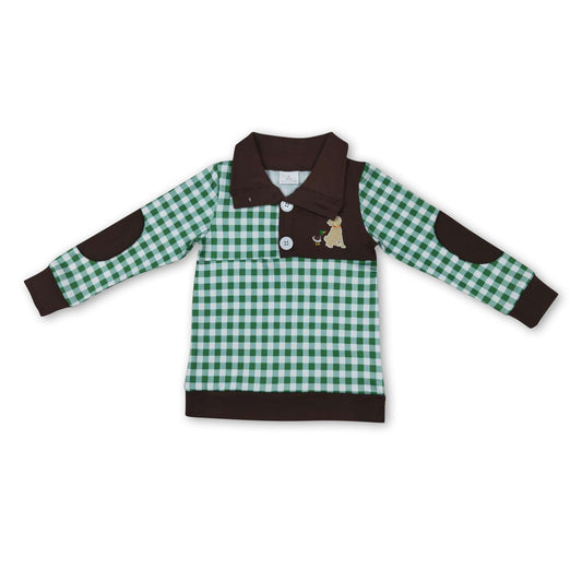 Grüner karierter Enten Hunde Kinder Jungen Pullover