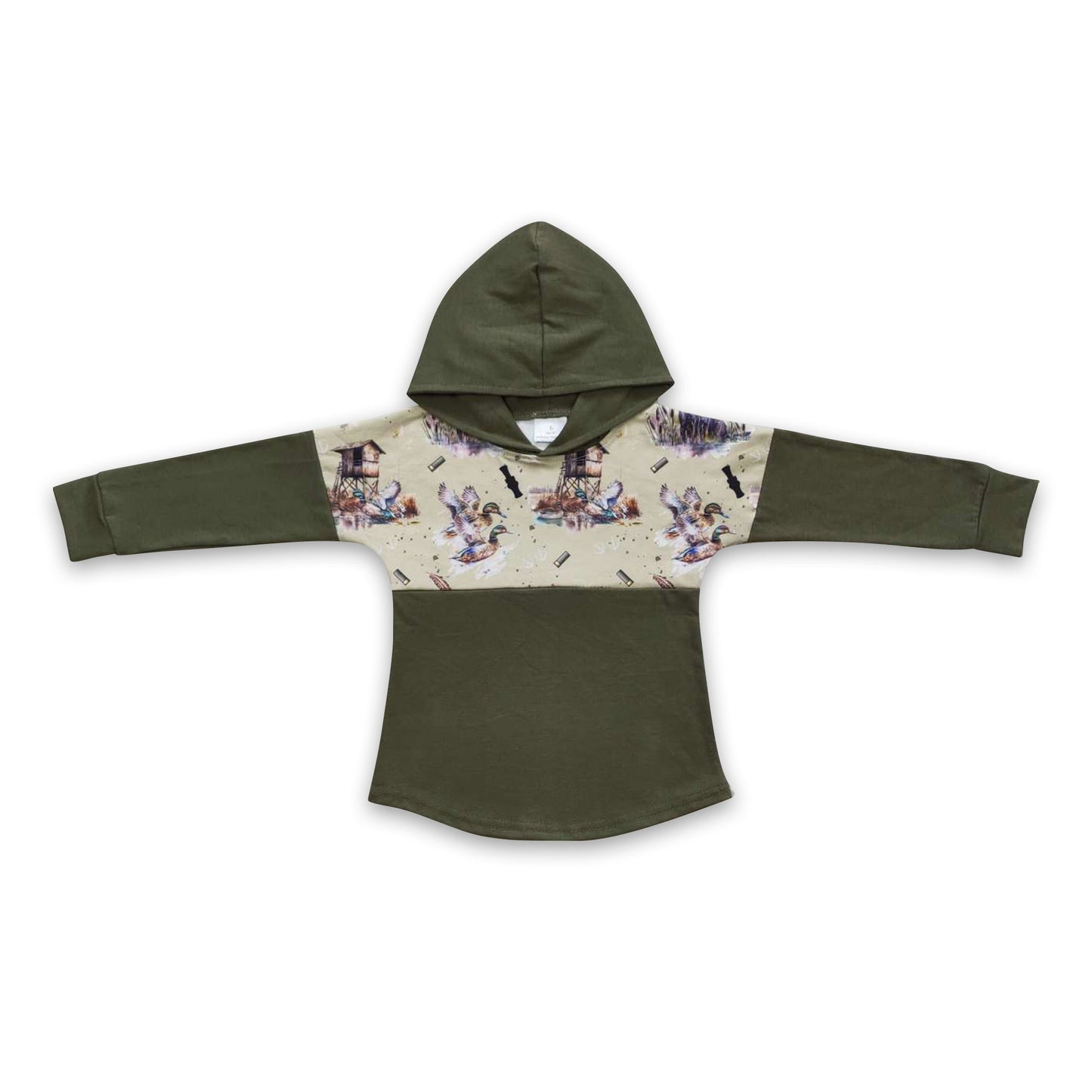 Hund Ente Olive Langarm Junge Jagd Hoodie