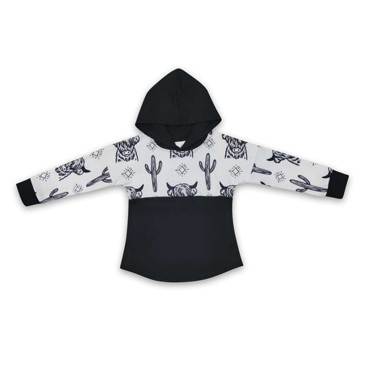 Highland-Kuh Kaktus schwarzer Baby-Jungen-Kapuzenpullover