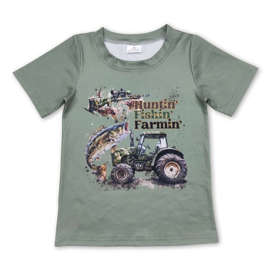 Jagd Fischen Landwirtschaft Kurzarm Kinder Jungen T-Shirt