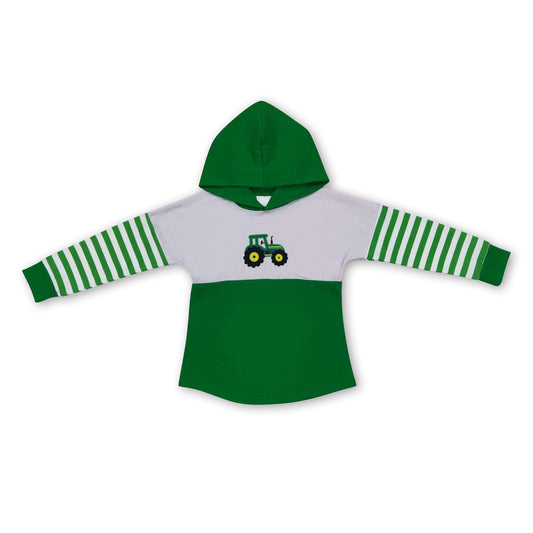 Traktor grüne Streifen langärmlig Jungen Bauernhof Hoodie