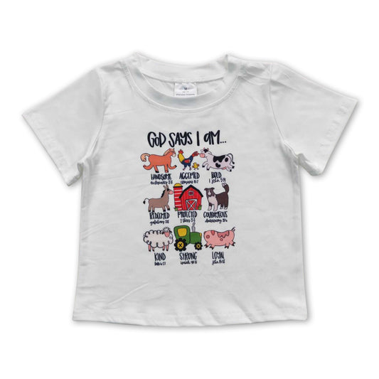 Gott sagt, ich bin Kurzarm-Kinderfarmshirt