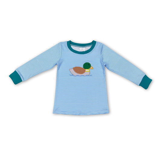 Gestreiftes grünes Enten-Langarmshirt für Jungen