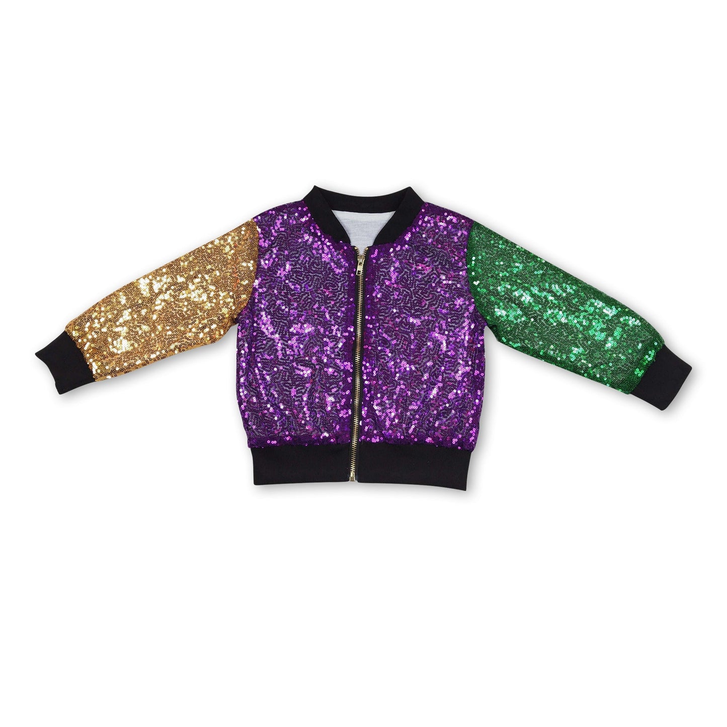 Violett goldgrüne Pailletten-Kinder-Mardi-Gras-Jacke