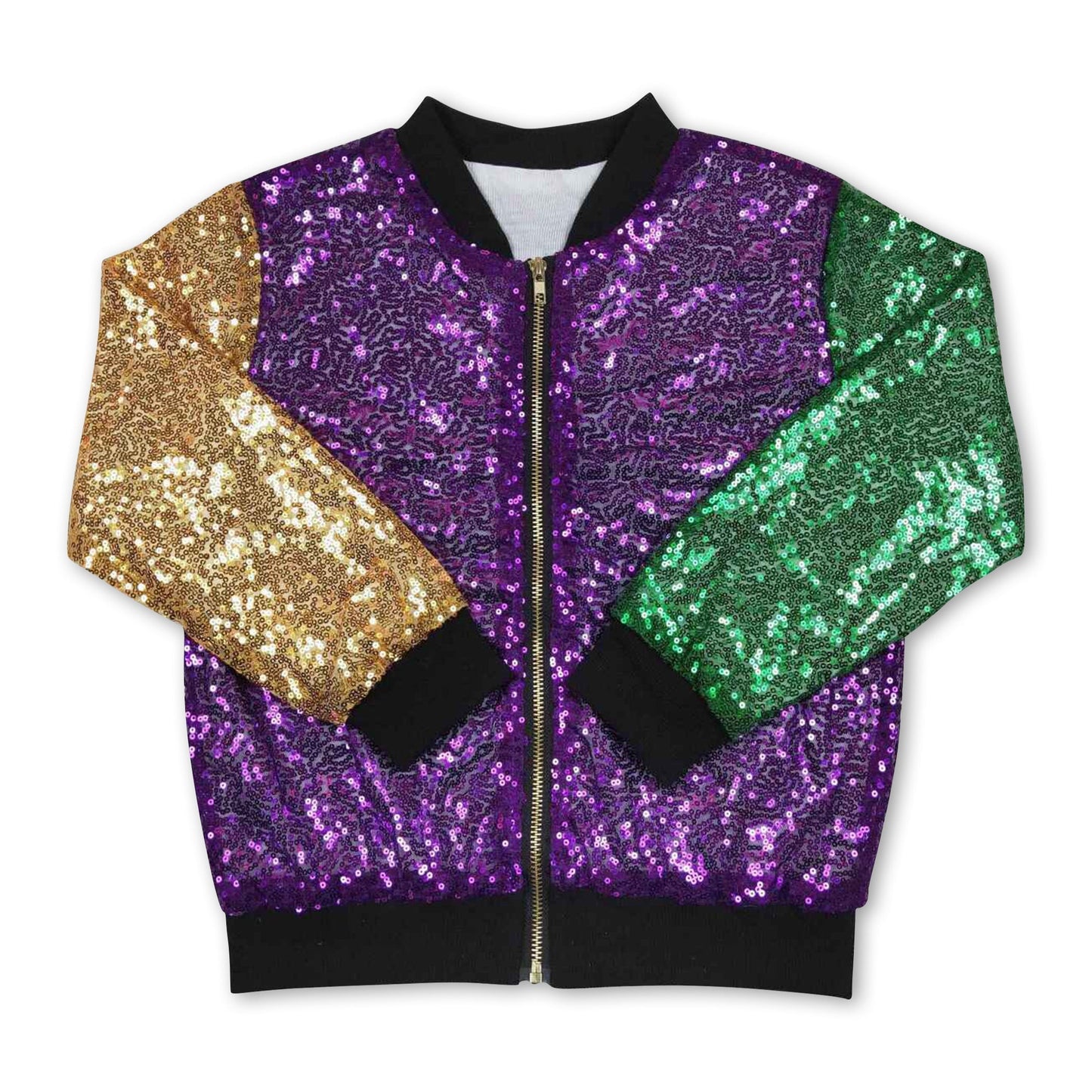 Violett goldgrüne Pailletten-Kinder-Mardi-Gras-Jacke