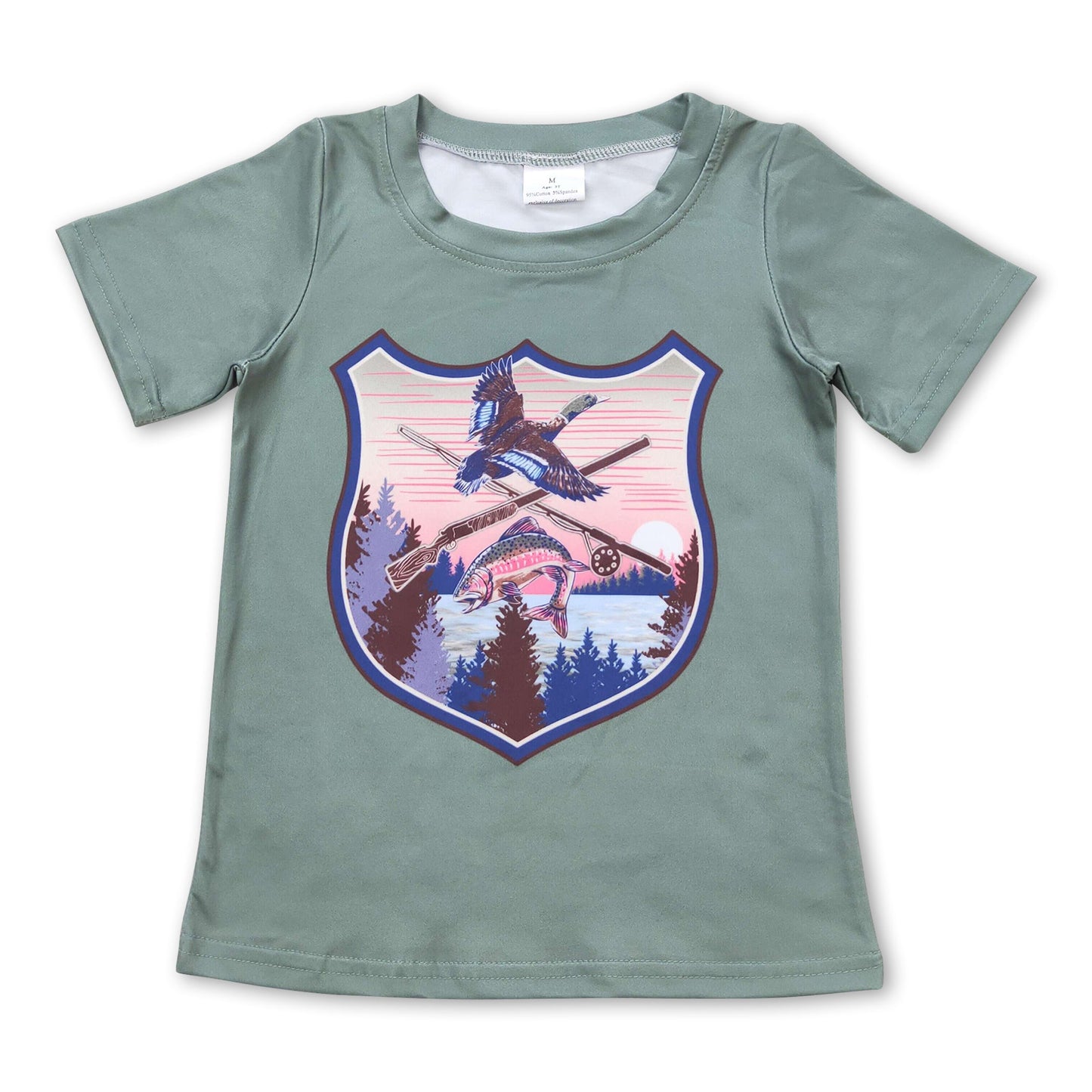 Kurzärmeliges grünes Enten-T-Shirt für Jungen
