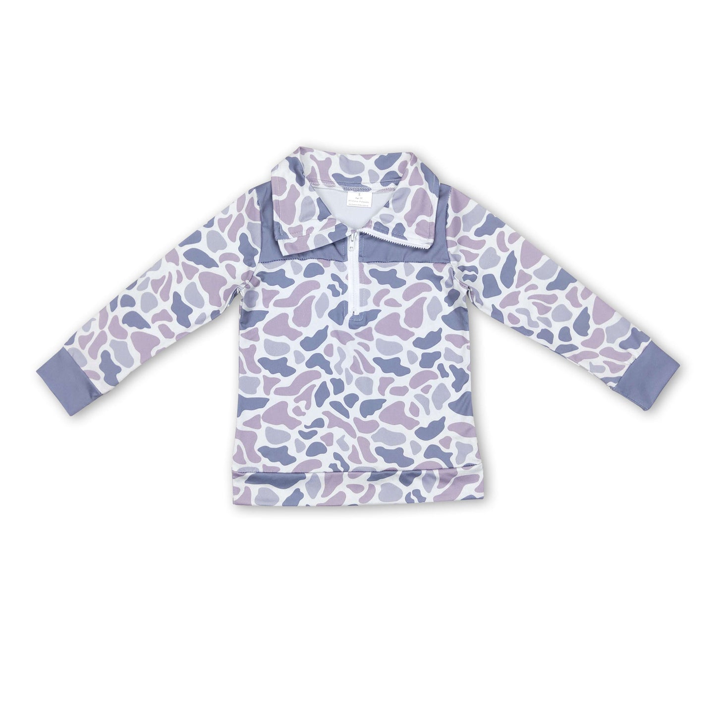 Grauer Camo Langarm-Reißverschluss-Pullover für Jungen