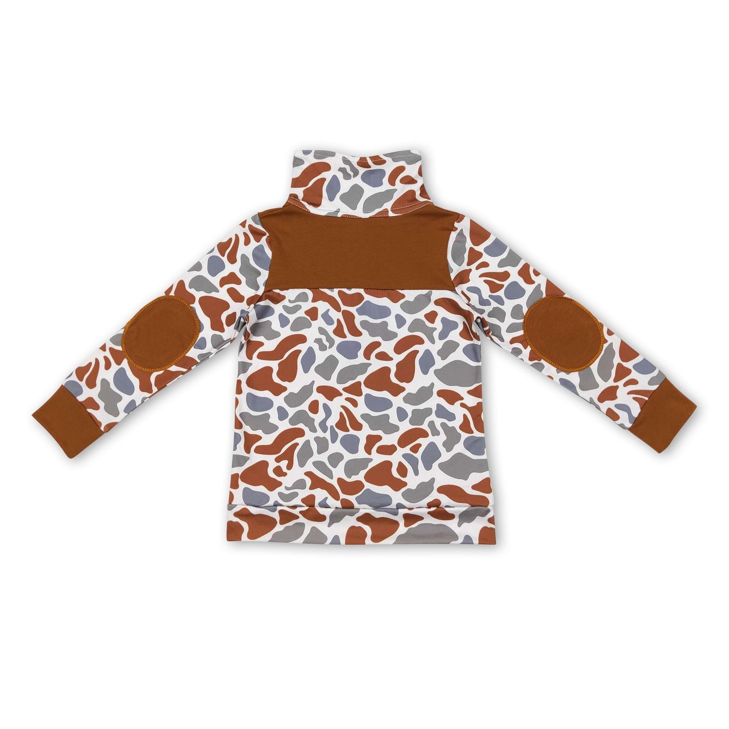 Brauner Tarn-Langarm-Reißverschluss-Pullover für Jungen