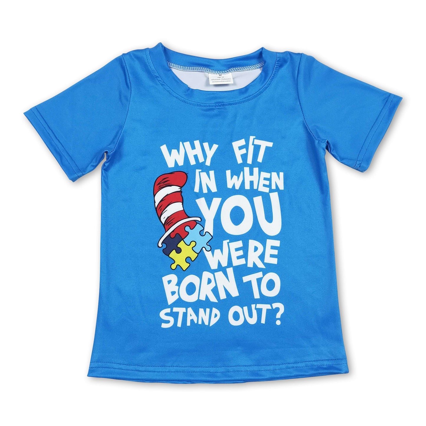 Blaues Kurzarm-T-Shirt für Jungen mit Katzenmütze