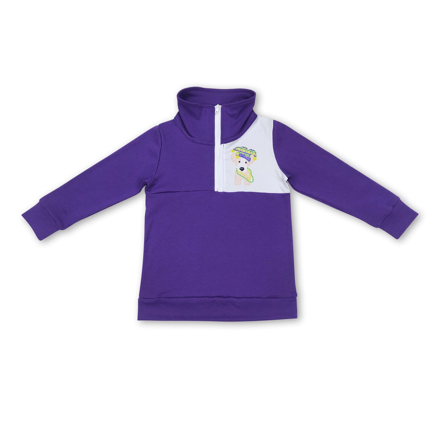 Lila karierter Hund Kinder Jungen Karnevals-Pullover