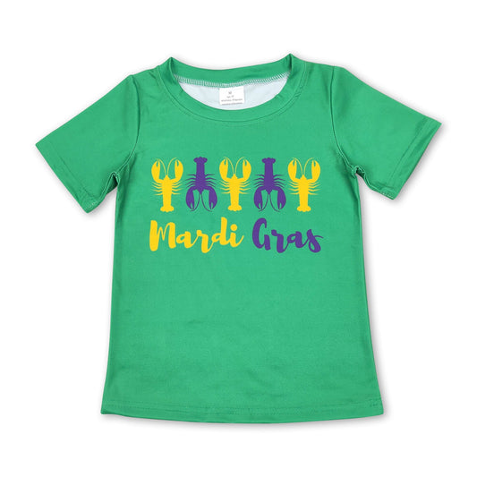 Grünes Kurzarm-Mardi Gras Langusten Baby Kinder Shirt