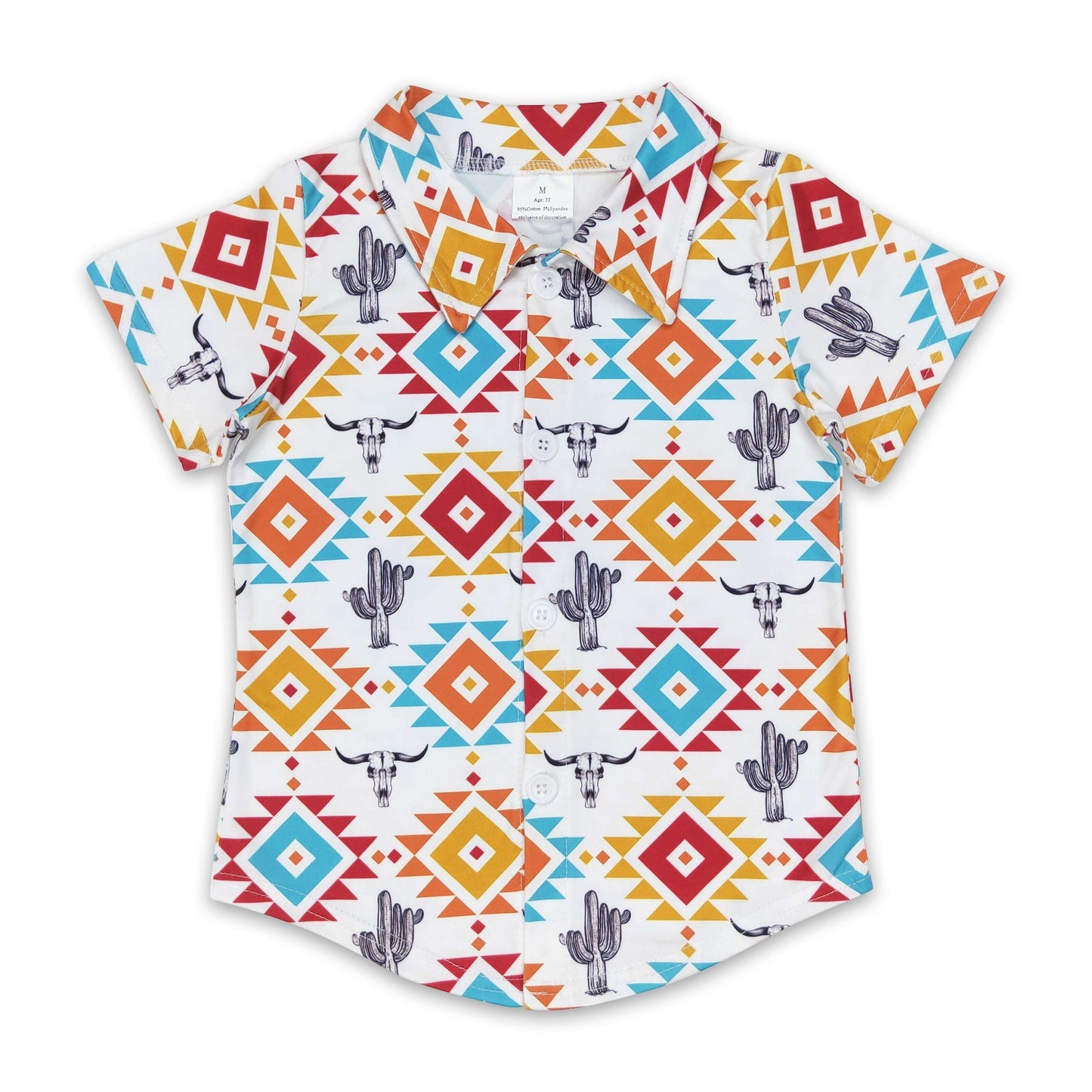 Stierkopf Kakteen Azteken Jungen Button-Down-Hemd
