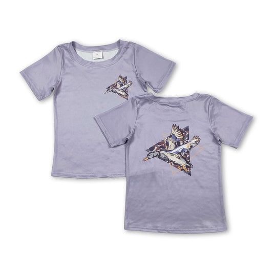 Graues, kurzärmliges Jungen-T-Shirt mit Enten-Tarnmuster