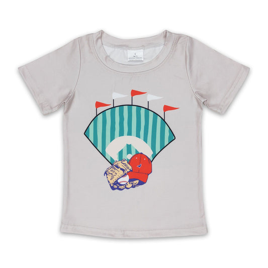 Khakifarbenes kurzärmeliges Baseballshirt für Jungen