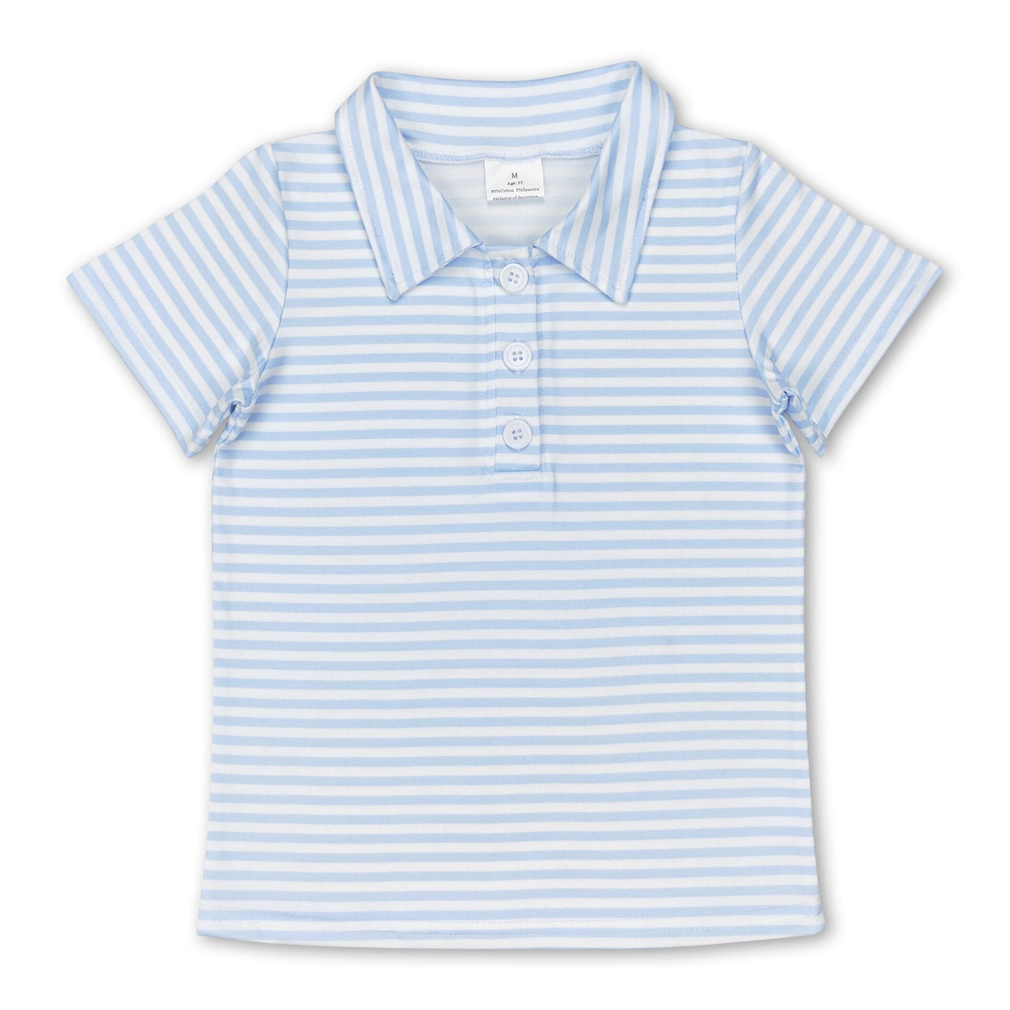 Kurzärmeliges, hellblau gestreiftes Kinder-Poloshirt für Jungen