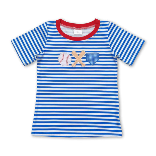 Gestreiftes Baseball-T-Shirt für Jungen mit kurzen Ärmeln