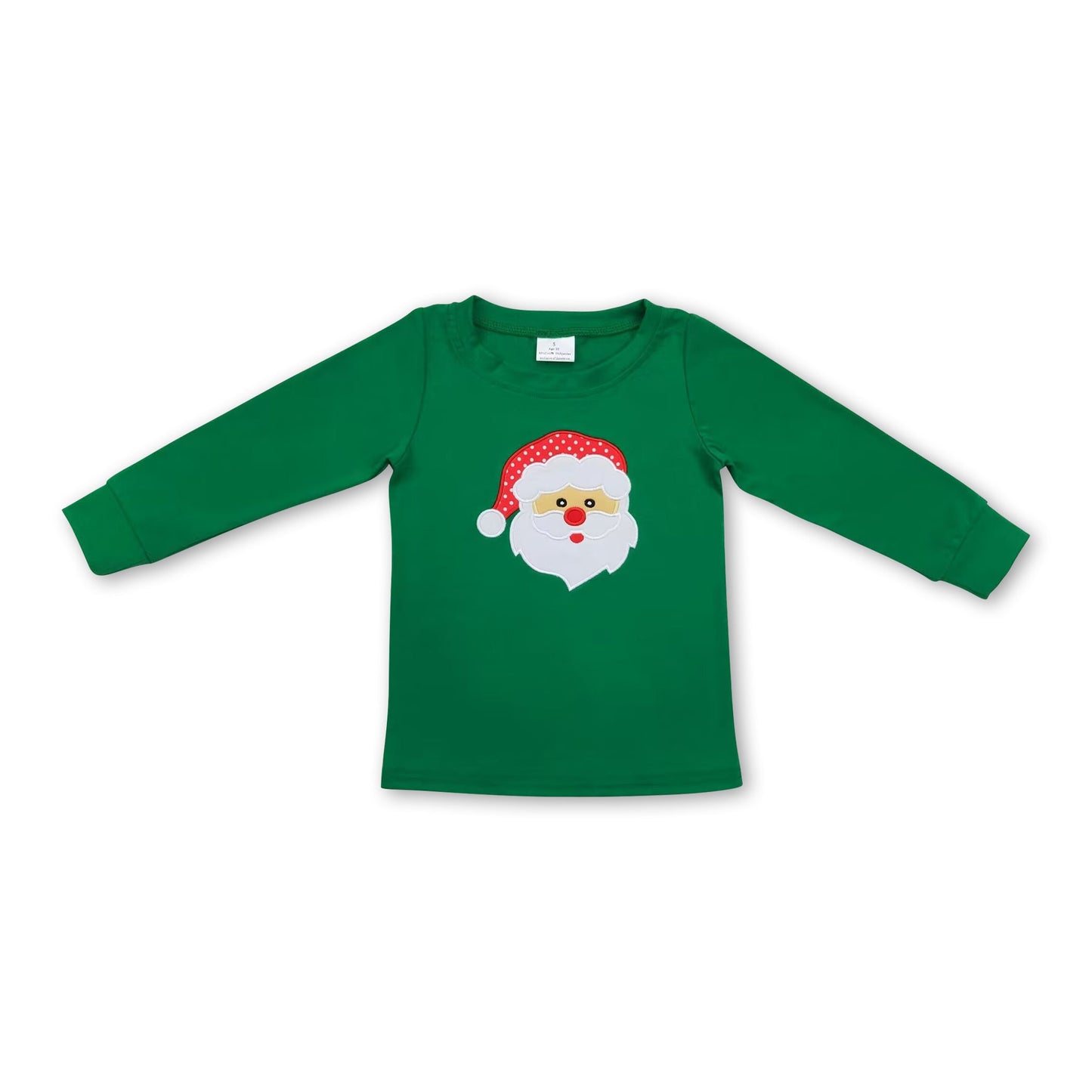 Langärmeliges grünes Weihnachtsshirt für Kinder/Jungen mit Weihnachtsmannmotiv