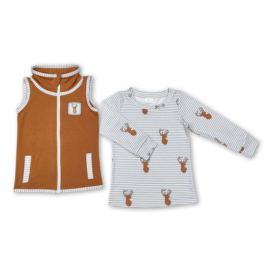 Gestreifte Hirsch Top ärmellose Weste Kinder Jungen Kleidung