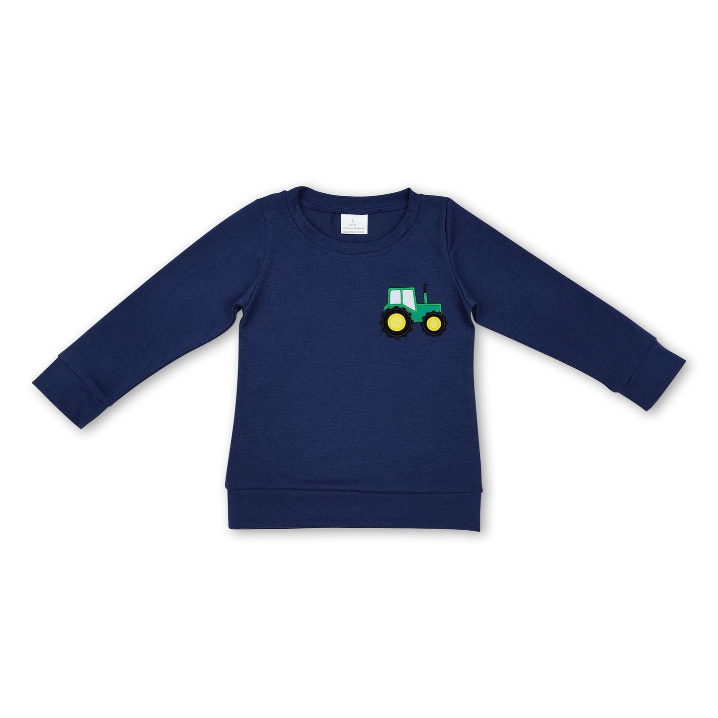 Blaues langärmliges Traktor-Bauernhof-Shirt für Jungen