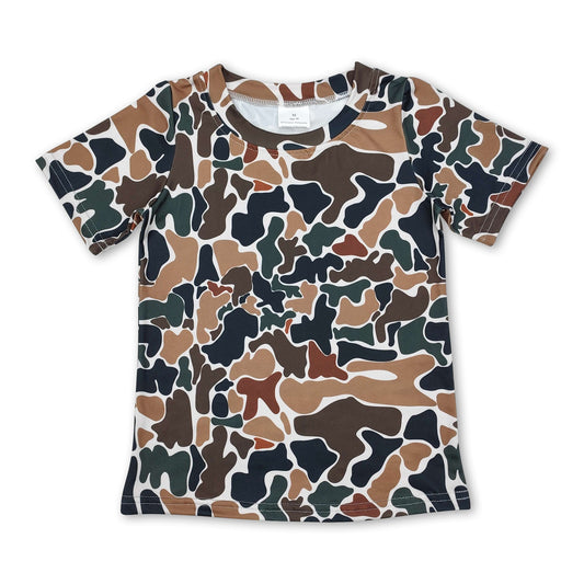 Brown camo short sleeves kids boys shirt
