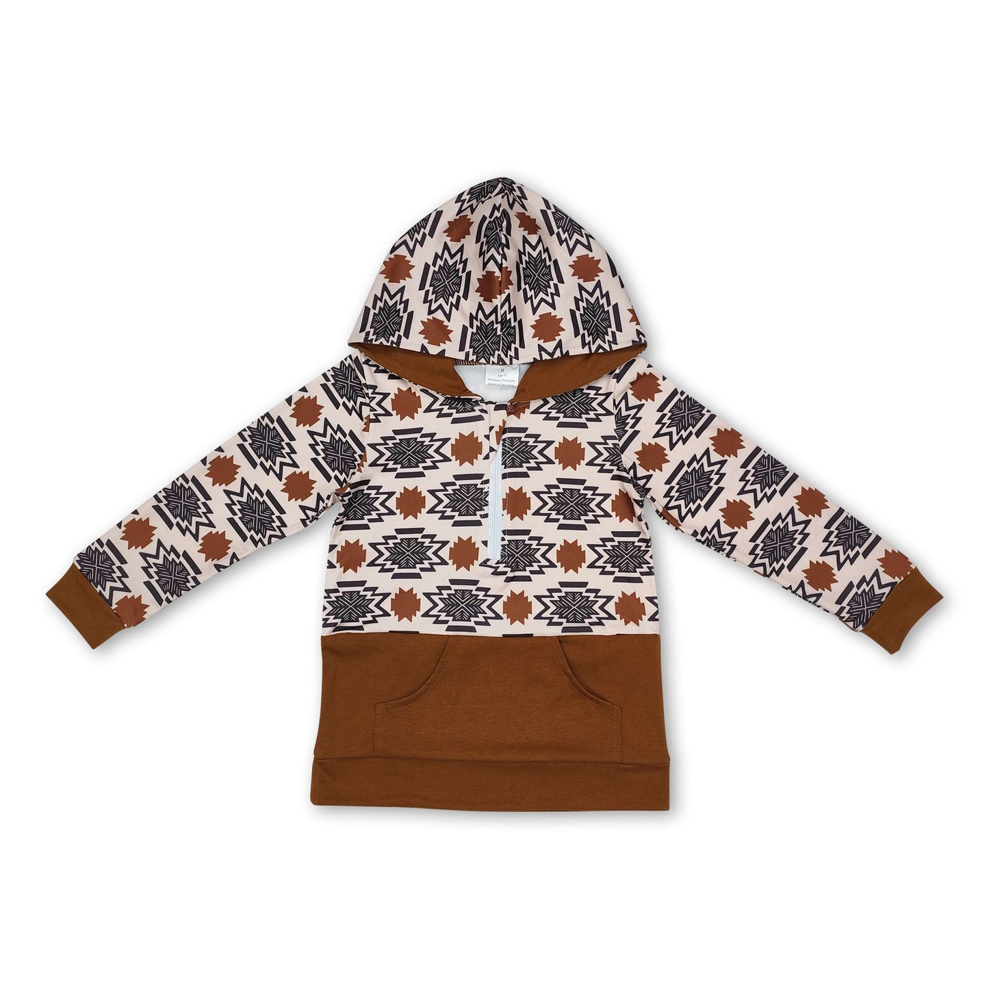 Langarm brauner Azteken-Western-Hoodie für Kinder