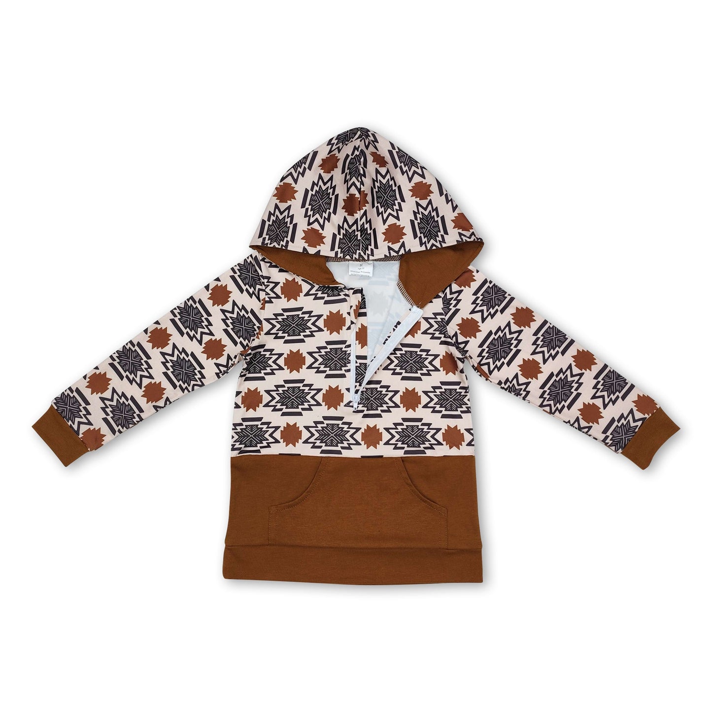 Langarm brauner Azteken-Western-Hoodie für Kinder
