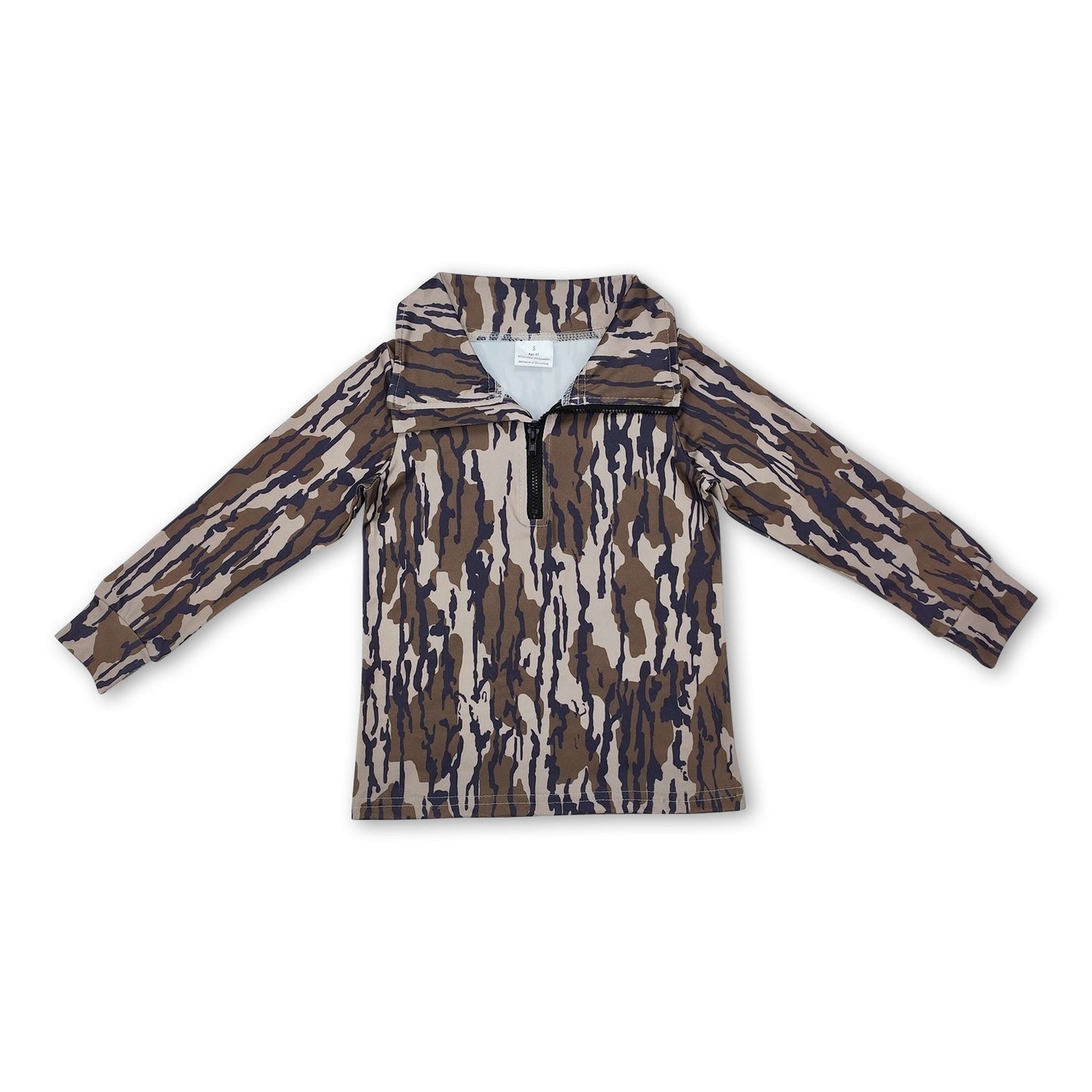 Langärmliges Camo-Jagd-Sweatshirt mit Reißverschluss für Jungen