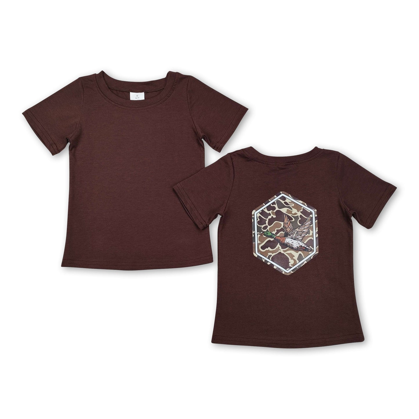 Kurzarm-Shirt für Jungen, braun, Camo-Ente