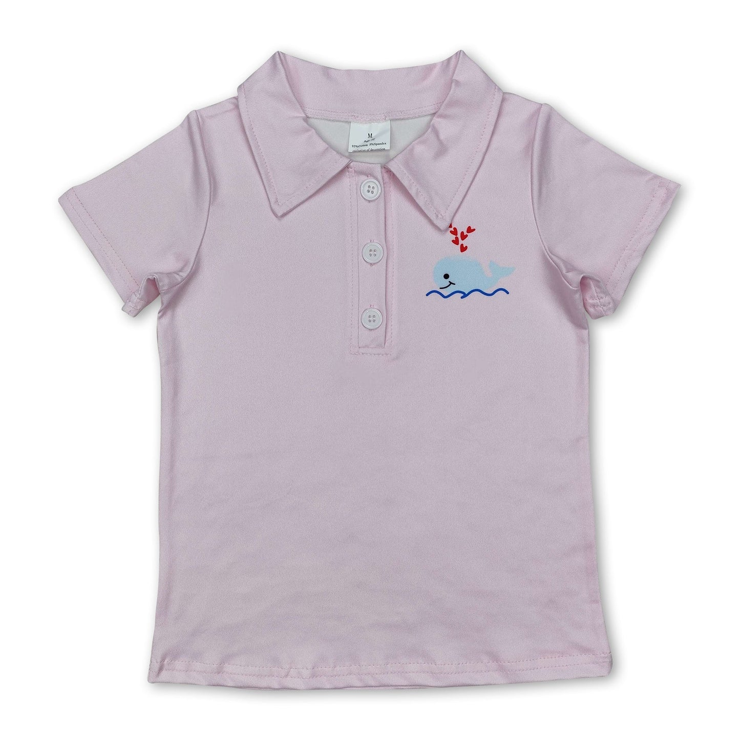 Kurzarm-Polohemd für Jungen mit rosa Walmotiv für den Sommer