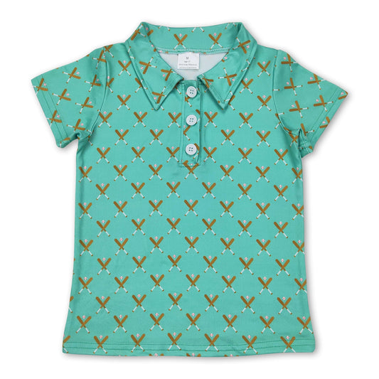 Grünes kurzärmeliges Baseball-Polohemd für Kinder und Jungen