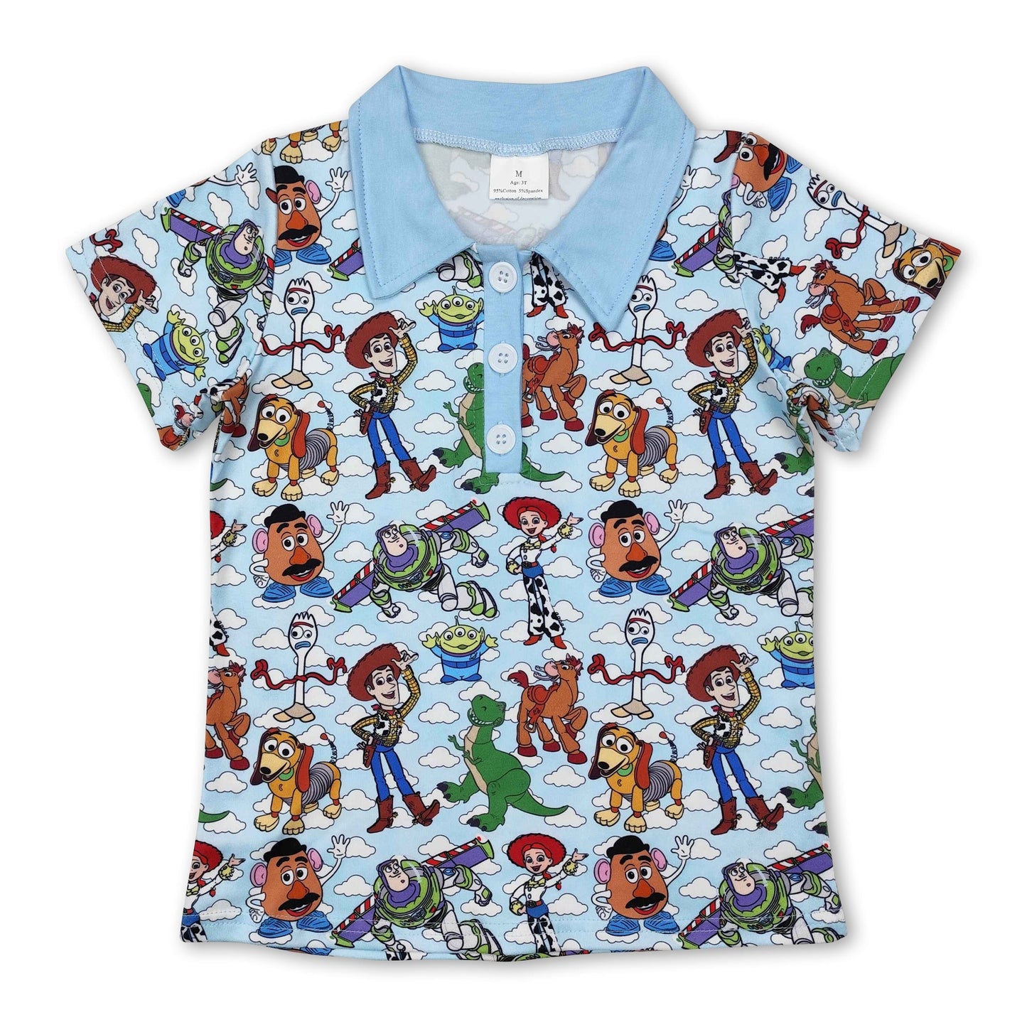 Blaues kurzärmeliges Poloshirt für Jungen mit Hunde-Motiv für den Sommer